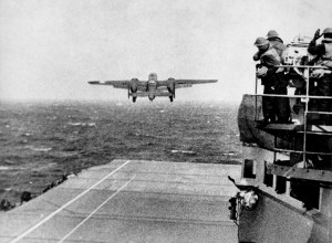 An Army B-25 taking off from Hornet for the Doolittle Raid.